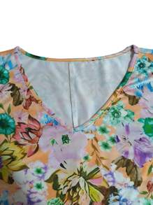 Plus Women's V-Neck Floral Print Sleeveless Tank Dress