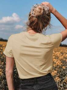 Custom Women's Short Sleeve T-Shirts - Customize I Love Theme Patterns, Add Your Own Text, Choose Color & Font, Design Your Own Personalized Printed Short Sleeve T-Shirt, Anniversary Gifts, Valentine's Day, Custom Gifts - Apricot - View 3