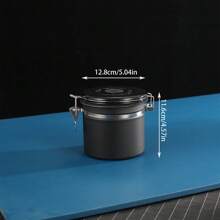 1pc Stainless Steel Sealed Can With Spoon, Coffee Bean Can, Round Portable Exhaust Fresh-Keeping Box, Tea And Milk Powder Can