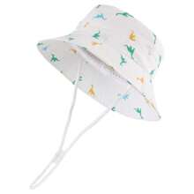 Sombrero protector solar para niños y niñas pequeños con estampado de dinosaurios, de ala ancha, para el verano y uso al aire libre, con cordón para la barbilla