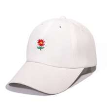 1 pieza Gorra de béisbol con bordado floral unisex para niños, linda y versátil, corona suave, ala curva, transpirable, para deportes al aire libre, campamento, protección solar