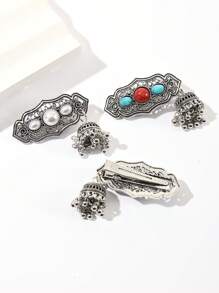 1 pieza Elegante Clip de Cabello de Estilo Vintage con Campana de Cristal y Borla, Aleación de Estilo Palaciego Chino, Apropiado para Atuendos Diarios, Fiestas y Todas las Estaciones