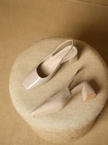 Xin Jing Shoes Fall/Winter New Chunky Heel Women Casual Slip-On Flats, Minimalist Style Commuting Work Shoes, Elegant