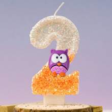 قطعة واحدة من شمعات أرقام 0-9 بتصميم البومة البنفسجية لديكور كعكة عيد الميلاد، تجربة جو احتفالي ملائمة لاحتفالات عيد الميلاد والزفاف وذكرى السنوية لكل من الأطفال والبالغين