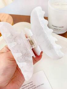 1pc Women White Diamond Embellished Semi-Circular Claw Hair Clip, Elegant Hair Styling Accessory For Daily Wear And Outgoing