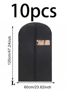 10-1pcs Black Garment Dust Cover, Hanging Clothes Bag, Waterproof Clothes Protector, Suit Garment Bag, Storage Bag, Essential For School, Office, Home - Black - View 13