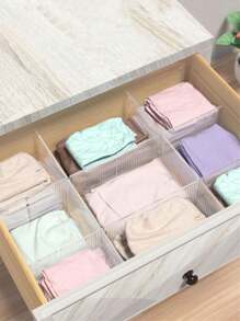 4件装透明塑料抽屉隔板抽屉隔板DIY收纳架办公室收纳多功能可调节厨柜收纳盒办公文具护肤品分类礼品女士女孩 - 彩色 - 查看 6