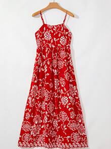 Boho Vacation Blue  Elegant Classic Tiered Maxi Long Shirt  Dress With Belt  Versatile Summer Dress For Women - 紅色 - 查看 4