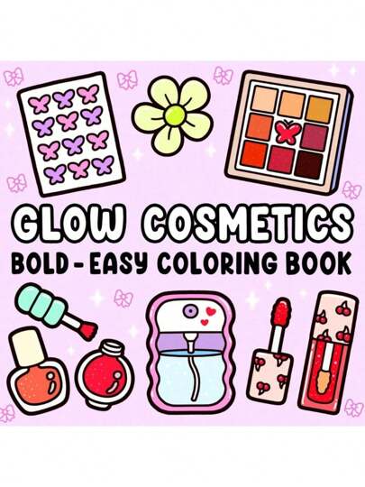 1 pieza Libro para colorear de 52 páginas de Glow Cosmetics Coco para adultos y niños, con diseños audaces y fáciles, simples y grandes para libros de colorear relajantes [Dibujado a mano, imprescindible] Libro para colorear, libro de dibujo, libros para colorear sin fundamento de copia