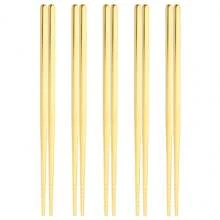 Jokipvy 5 أزواج من أدوات الأكل بالشرق الأقصى المصنوعة من الفولاذ المقاوم للصدأ بطلاء مرآة ذهبي، لاصقة ولا تنزلق مناسبة للحفلات والأعراس والمناسبات والمطاعم والفنادق كهدايا