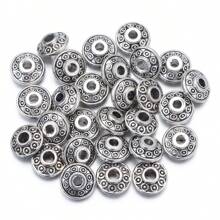 50pcs/Pack Retro Metallic Spacer Beads, 6.5mm Gold, Silver, Bronze Color, Elegant Handmade Jewelry Making DIY Supplies, Suitable For Bracelet, Necklace, Accessory, Pendant, Wholesale Beads