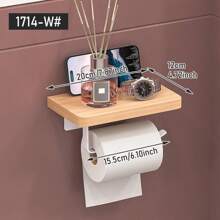 Wooden Tissue Box Holder, Deluxe New Model Storage Rack, Bathroom & Toilet Organizer Rack, Toilet Paper Box, Phone Holder - Multicolor - View 13