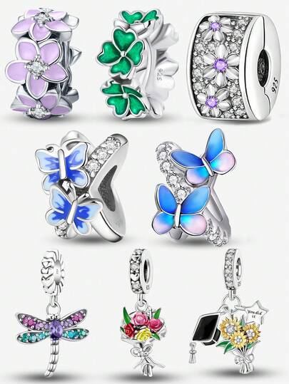 1Pc Chuỗi hạt charm hoa xanh thời trang phù hợp cho vòng tay, vòng đeo tay nữ DIY làm đồ trang sức và trang trí trang phục hàng ngày phù hợp cho bé gái