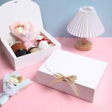 10pcs - White/Black/Pink/Brown Gift Box With Lid, Gift Box With Ribbon For Bridesmaid Proposal Box, Gift Box For Wedding, Birthday Gift, Shower Party And Other Parties, Valentine's Day Gifts, Valentine Day