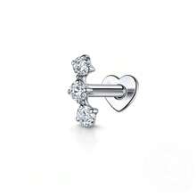 Pendientes de cartílago con diseño de estrella de ocho puntas y corazón de strass de plata esterlina 925, nuevo diseño roscado, de moda