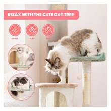 42.7 Inch Flower Tower Condo Furniture Apartment Plush Habitat Kitten Amusement Platform Multi-Level With Scratch Posts Toy Pet House Play For Indoor Cats