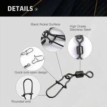 50/100 pièces Ensemble de rotateurs et d'anneaux à ressort en acier inoxydable pour équipement de pêche - Ensemble d'anneaux à ressort rapides résistants à l'eau de mer et à l'eau douce, expérience de pêche facile et sans enchevêtrement, parfait pour les passionnés de pêche comme outil de pêche essentiel - Multicolore - Voir 10