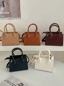 1 buah Tas PU dengan Penutup Resleting, Desain Niche yang Modis, Tas Tangan Mini Minimalis, Tas Persegi, Gaya Korea, Tas Selempang/Bahu Multifungsi yang Ringkas, Tali Bahu yang Nyaman dan Dapat Diatur, Gaya Panjang yang Halus, Serbaguna, Cocok untuk Penggunaan Sehari-hari dan Perjalanan - Tas Tangan Sederhana - View 1