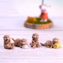 4pcs/8pcs Cute Animal Otter Miniature Landscape Decor Accessories - Multicolor - View 2