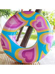 Inflable Jelly Love Heart Design Floating Water Beach Swimming Ring, rosa púrpura