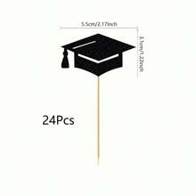 12/24 pièces Décoration pour cupcake de remise des diplômes - Casquette de remise des diplômes pailletée, diplôme de remise des diplômes, décoration pour cupcake - Décorations de gâteau pour fête de remise des diplômes de la classe de 2025