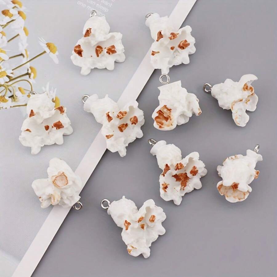 10pcs Asymmetrical Popcorn Shape Resin Pendants, DIY Earrings Necklace Keychain Jewelry Making Materials - Multicolor - View 1