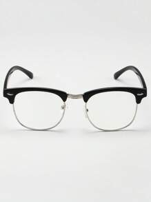 1 副男女通用 PC 半框纯色透明眼镜，时尚透明镜片，适合日常办公和阅读 - 無色 - 查看 3