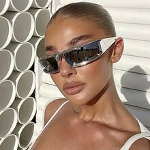 Unisex Futuristic Mirror Fashion Glasses Suitable For Parties, Featuring Y2K Wrap-Around Style.