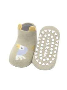 3 Pairs Anti-Slip Rubber Dot Cartoon Animal Print Non-Slip Baby Socks, Comfortable For Infants, All Seasons - Multicolor - View 5