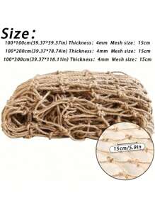 1 件卡其色藤条和柳条花园网 - 复古装饰绳网，适用于户外攀岩、天花板悬挂、楼梯保护 - 彩色 - 查看 3