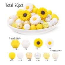 76pcs 12mm Small Daisy Flower Silicone Beads For DIY Jewelry Making Of Necklace, Bracelet, Keychain, Anti-Lost Wristband Valentines
