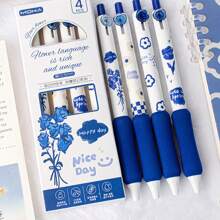 (Back To School) 4pcs/Box Flower Series Soft Gel Pens, Fast Drying Smooth Writing For Office, Study & Learning Stationery - Multicolor - View 6