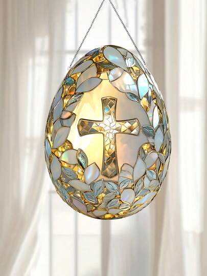 1pc Easter Egg Catcher, 2D Flat Acrylic Window Hanging Panel, Colorful Plastic Home And Garden Decor Sign, Holiday Decoration, Ideal Gift For Family And Friends Gifts Birthday Graduation