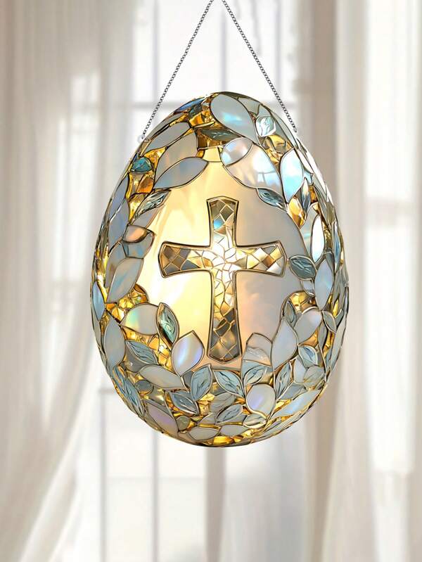 1 pieza Atrapa huevos de Pascua, Panel colgante plano de acrílico 2D para ventana, Cartel decorativo de plástico colorido para el hogar y el jardín, Decoración festiva, Regalo ideal para familiares y amigos