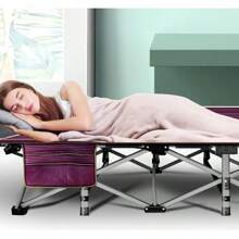 ABORON Oversized XXL Folding Camping Cot W/Mat For Adults, 78" L X 32" W X 18" H, Heavy Duty Outdoor Bed With Carry Bag,1200 D Layer Oxford Travel Camp Cots - 紅色 - 查看 4