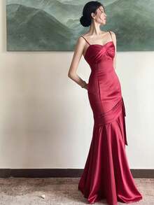 Vestido de festa feminino elegante, casual, sem mangas, vintage, para festa de aniversário, baile de formatura, primavera e verão