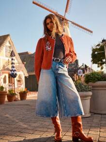 Vaqueros acampanados de estilo retro americano para mujeres de estatura baja, cintura alta, ajuste relajado, bajo sin acabar, longitud 7/8, para verano