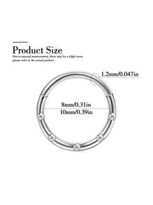 1 件不锈钢软骨耳屏耳环，8 毫米 10 毫米方晶锆石环形鼻环，身体穿孔首饰 - 無縫圈 - 查看 2