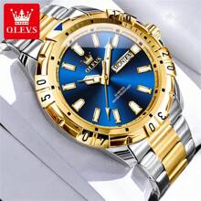 OLEVS Original Luxusmarken-Uhr für Herren, wasserdicht, Edelstahl, klassisch-Lässig, Quarz-Armbanduhr, Business-Datum-Woche, Herren-Uhr, Geschenk