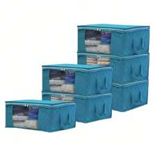 Bolsa de almacenamiento de tela plegable - Organizador no tejido a prueba de polvo con asa y ventana de visibilidad - Organizador ahorra espacio para ropa, libros, juguetes, mantas, material transpirable para dormitorio, dormitorio, armario Pantalones, zapatos, jeans, botas, faldas