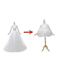 1pc Women White Bridal Companion Dress Underskirt, Restroom Helper For Hanfu, Wedding Gown, Petticoat, Creative Underskirt Suitable For Wedding, Party, Cosplay And Other Formal Events