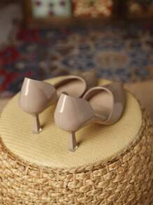 Xin Jing Shoes 2025秋冬新款女士时尚镂空高跟鞋，优雅，猫跟 - 杏色 - 查看 4