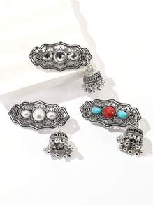 1 pieza Elegante Clip de Cabello de Estilo Vintage con Campana de Cristal y Borla, Aleación de Estilo Palaciego Chino, Apropiado para Atuendos Diarios, Fiestas y Todas las Estaciones