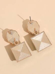 1 Pair Geometric Resin Stud Earrings, Suitable For Daily Wear - Green Mix - View 4