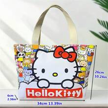 Sanrio Sanrio Canvas Bag Cartoon Kate Cat Portable Shoulder Bag Japanese Light And Large Capacity Shopping Bag Travel Bag Gift Lunch Bag