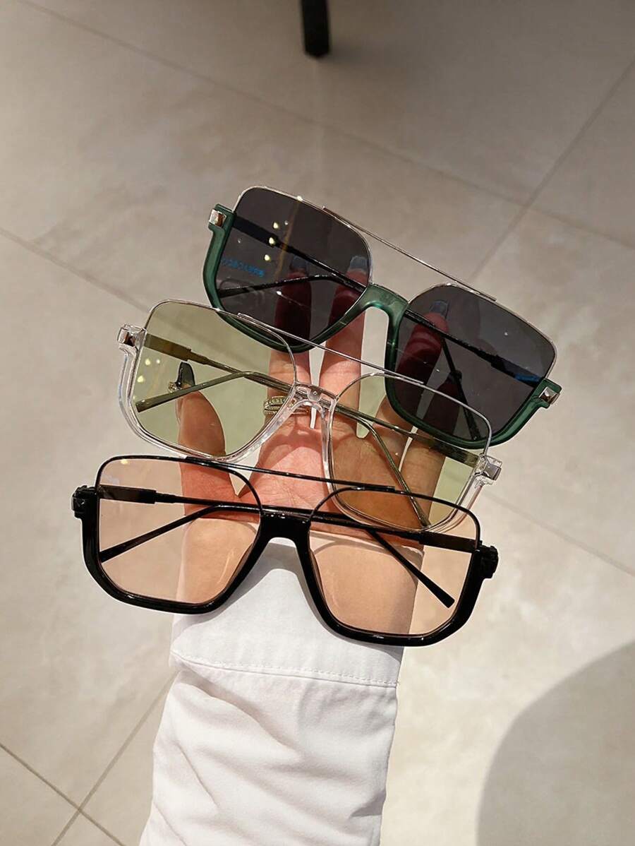 3pcs Semi-Rimless Stylish Glasses For Teenagers, Chic Nerd Look - Multicolor - View 1