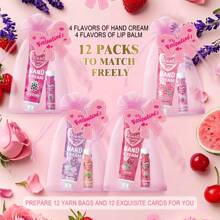MISS FACTORX 48pcs/Box Hand Cream & Lip Balm Gift Set - Perfect For Wedding, Friends Gathering Or Party Favors! Includes 12 Pcs Hand Cream, 12 Pcs Lip Balm, 12 Pink Organza Bags And 12 Thank You Cards. Suitable For All Skin Types And Low-Allergy. Made With Natural Ingredients Like Coconut Oil And Glycerin.