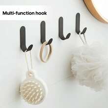 6pcs Adhesive Hooks, Coat Hanger, Wall Hanging Hooks, No Drilling Needed For Hanging Bags, Towels, Loofahs, Keys, Hats, Kitchen And Bathroom Space-Saving Wall Hanger With Multiple Utility Hooks, Modern Style Hook Rack For Clothes