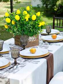 4pcs Artificial Eucalyptus Branches, Artificial Lemon Fruit Decor, Suitable For Home, Dining Table, Outdoor Farmhouse Garden, Room, Office Decor, Party, Wedding, Gift, Center Piece,Fake Plants
