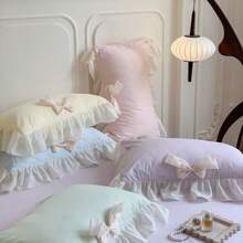 1 Peça Fronha de Laço, Adequada para Cabelo e Pele, com Fechamento em Envelope, Presente para Mulheres, Tamanho Grande e Padrão 48x74cm/50x75cm, Sem Travesseiro Interno, Rosa/Amarelo/Azul/Verde